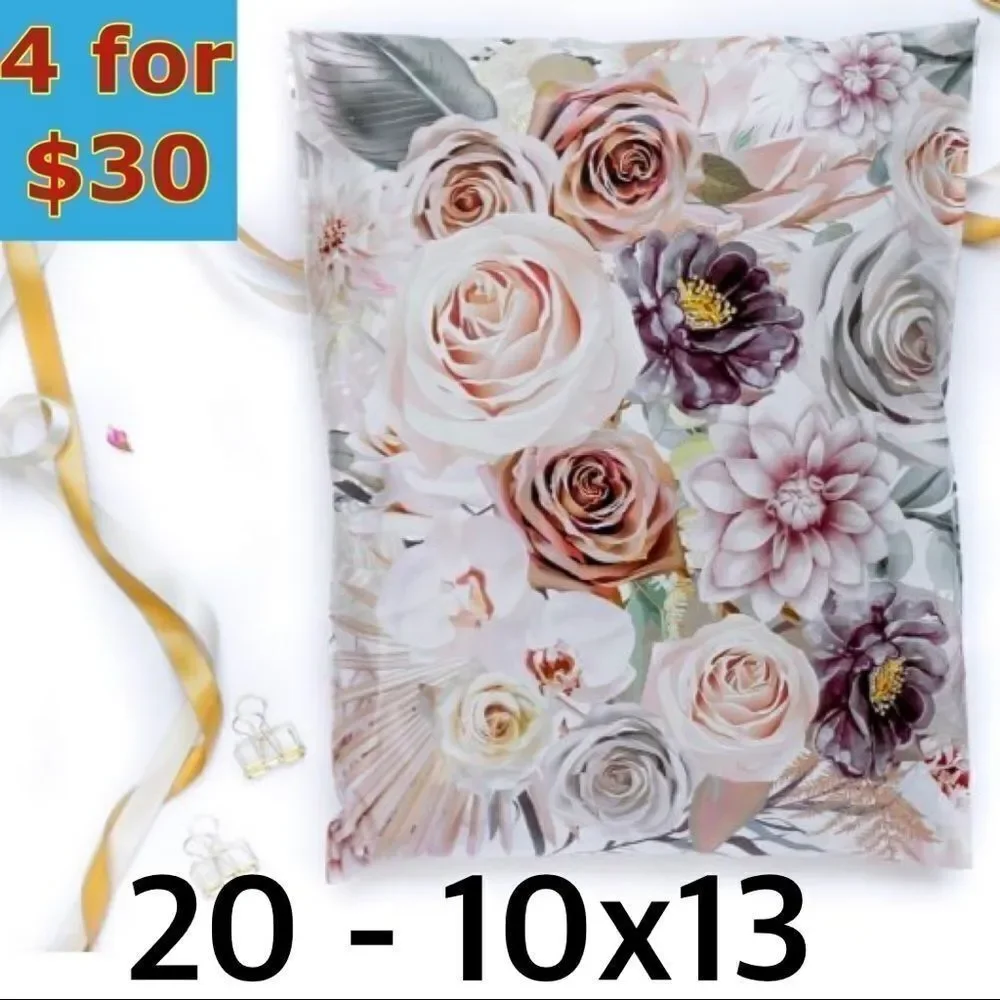 20- 10x13 Boho Floral Print Poly Mailers